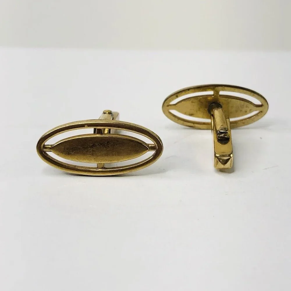 Swank Mens Fashion Cufflinks Oval Gold Quiet Luxury Old Money Career Business